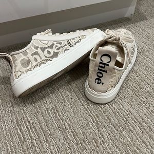 Chloe - Lauren Lace & Leather sneaker // size 8